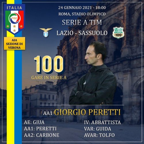 100esima partita in Serie A per Giorgio Peretti!!